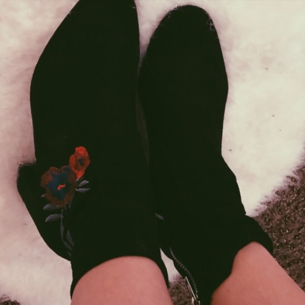 black floral booties